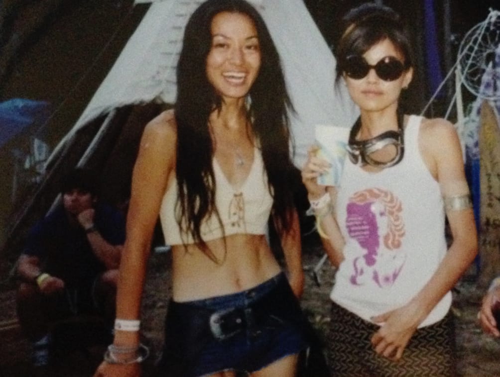 Supercozi & Hideyo Blackmoon -Fuji Rock Fes1999-Anoyo stage between their DJ sets