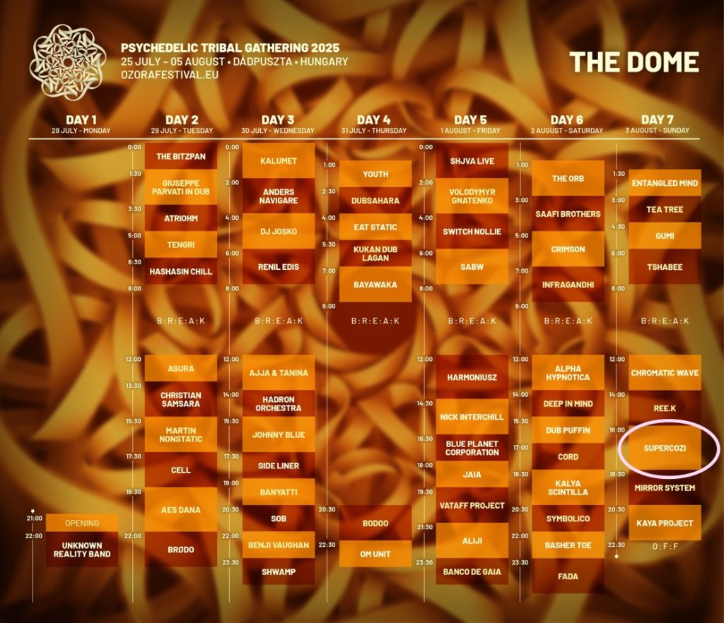SUPERCOZI-on DOME : Ozora Festival 2025-Time table